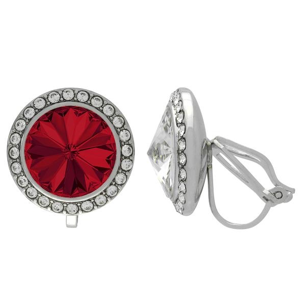 Crystalized With Dreamtime Crystal Clip-On Earrings For Dance Light Siam/Crystal 17Mm - Pair