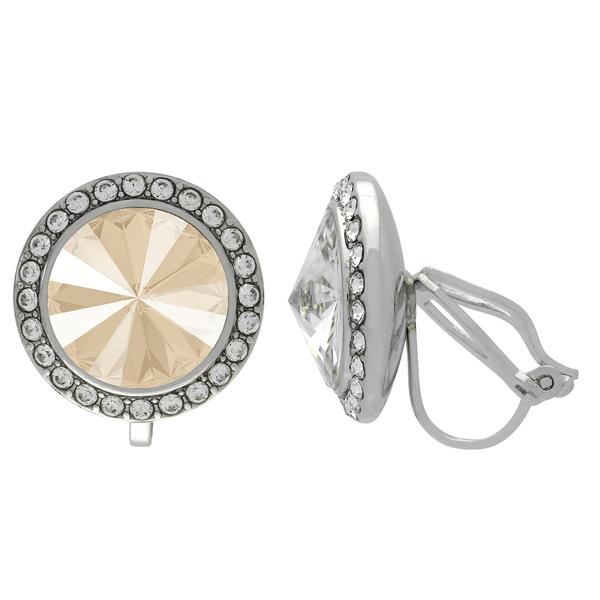 Crystalized With Dreamtime Crystal Clip-On Earrings For Dance Crystal Ivory Cream/Crystal 19Mm - Pair