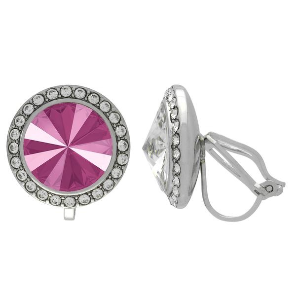 Crystalized With Dreamtime Crystal Clip-On Earrings For Dance Crystal Peony Pink/Crystal 19Mm - Pair