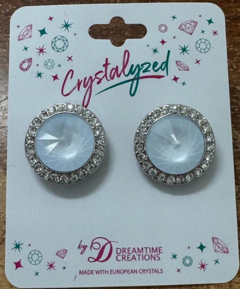 Crystalized With Dreamtime Crystal Clip-On Earrings For Dance Crystal Powder Blue/Crystal 19Mm - Pair