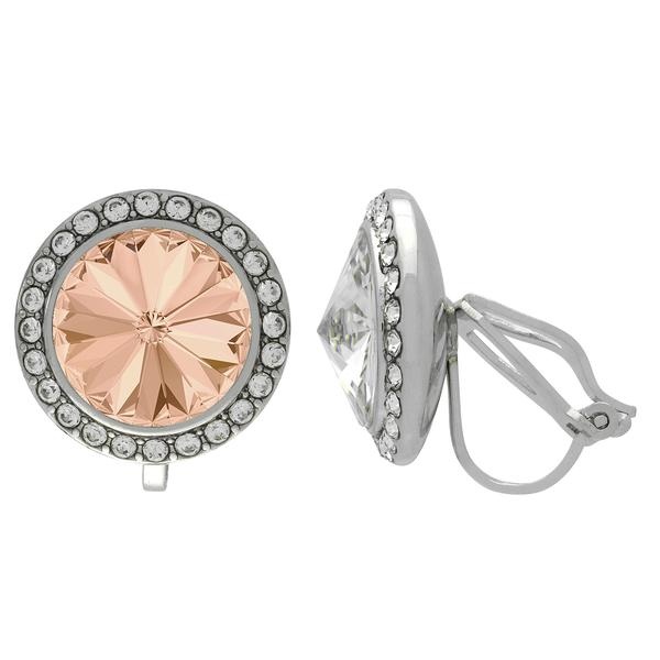 Crystalized With Dreamtime Crystal Clip-On Earrings For Dance Light Peach/Crystal 19Mm - Pair