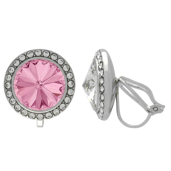 Crystalized With Dreamtime Crystal Clip-On Earrings For Dance Light Rose/Crystal 19Mm - Pair