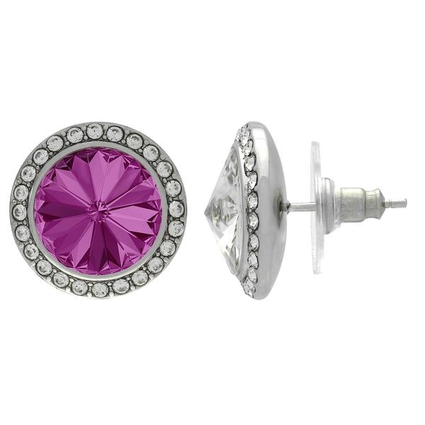 Crystalized With Dreamtime Crystal Stud Earrings For Dance Fuchsia/Crystal 19Mm - Pair