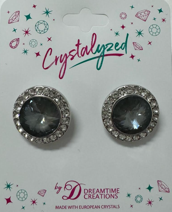 Crystalized With Dreamtime Crystal Stud Earrings For Dance Dark Grey Ignite/Crystal 17Mm - Pair