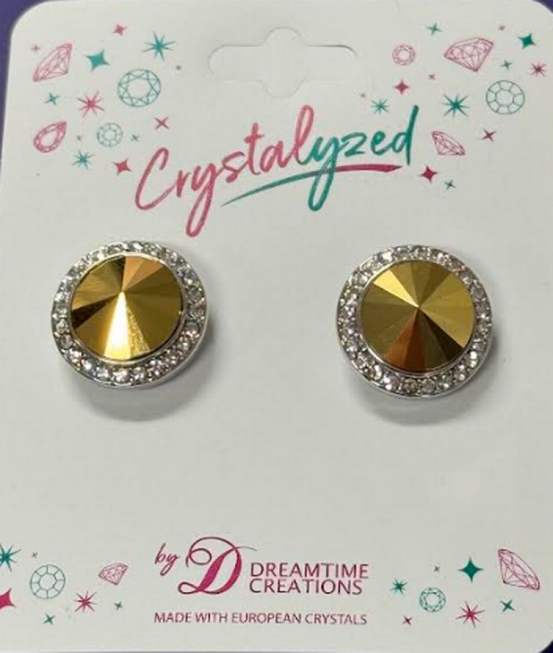Crystalized With Dreamtime Crystal Stud Earrings For Dance Crystal Aurum/Crystal 15Mm - Pair