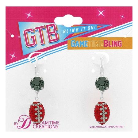 Football Earrings - Light Siam/Black Diamond - With Black Diamond Solitaire - Pair