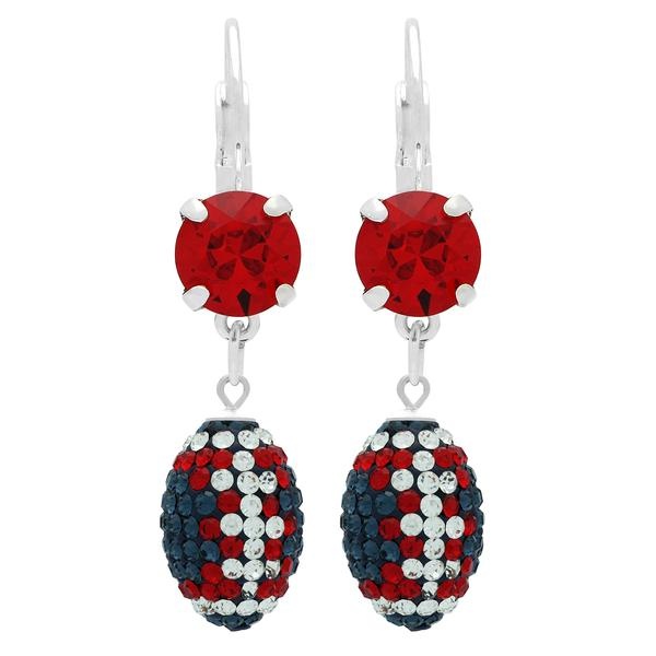 Football Earrings - Montana/Crystal/Light Siam - With Light Siam Solitaire - Pair