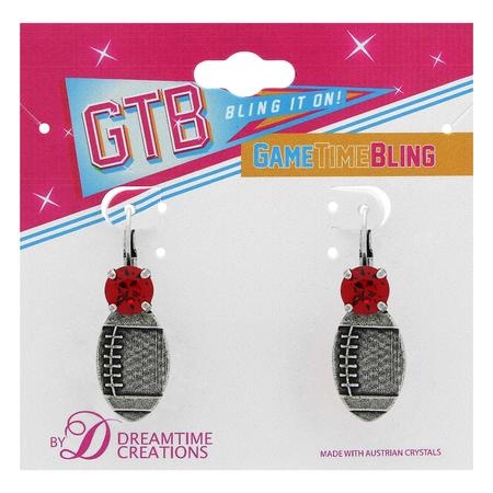 39Ss Solitaire Football Leverback Earrings In Antique Silver - Light Siam Solitaire - Pair