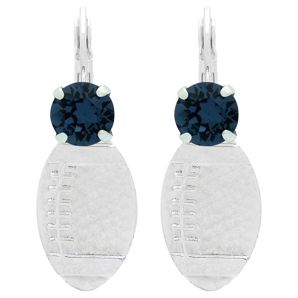 39Ss Solitaire Football Leverback Earrings In Shiny Silver - Montana Solitaire - Pair