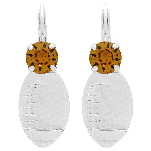 39Ss Solitaire Football Leverback Earrings In Shiny Silver - Topaz Solitaire - Pair
