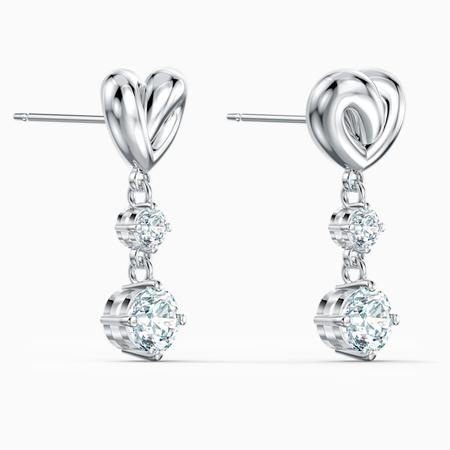 Swarovski Collections - Lifelong Heart Pierce Earrings, White, Rhodium Plated - Pair