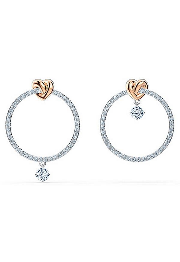 Swarovski Lifelong Heart Hoop Pierced Earrings, White, Mixed Metal Finish - Pair