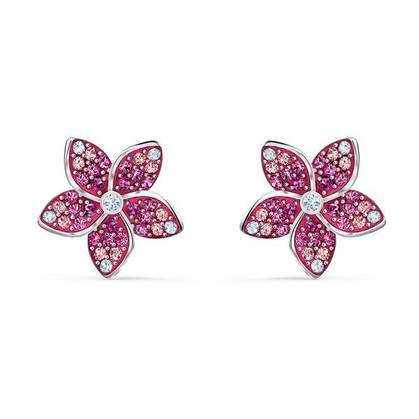 Swarovski Collections Tropical Pierced Earrings Flower Light Multi Silver