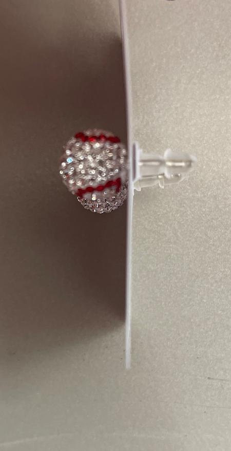 Crystalyzed With Austrian Made Alora Crystals Baseball Stud Earrings Crystal/Light Siam 8Mm - Pair
