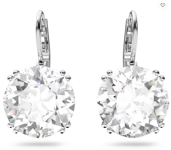 Swarovski Collections - Millenia Drop Earrings Round Cut, White, Rhodium Plated - Pair