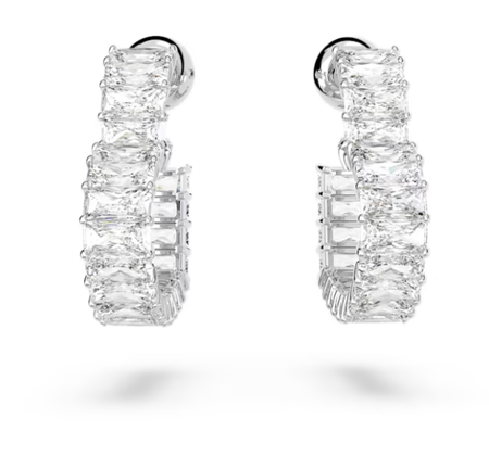 Swarovski Collections - Matrix Hoop Earringsheart, Small, White, Rhodium Plated - Pair