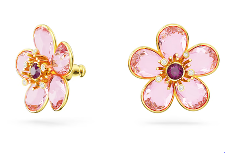 Swarovski Collections - Florere Stud Earrings Flower, Pink, Gold-Tone Plated - Pair