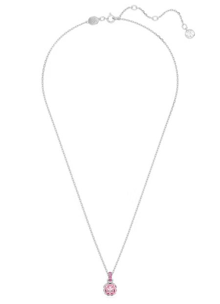 Swarovski Collections - Birthstone Pendant Square Cut, October, Pink, Rhodium Plated