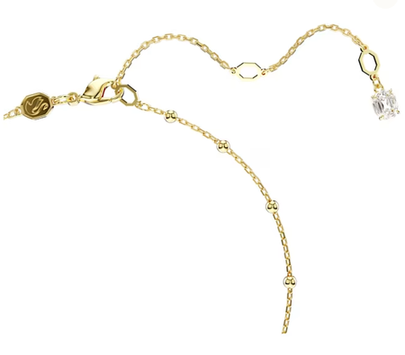 Swarovski Collections - Imber Y Necklace Round Cut, Scattered Design, White, Gold-Tone Plated