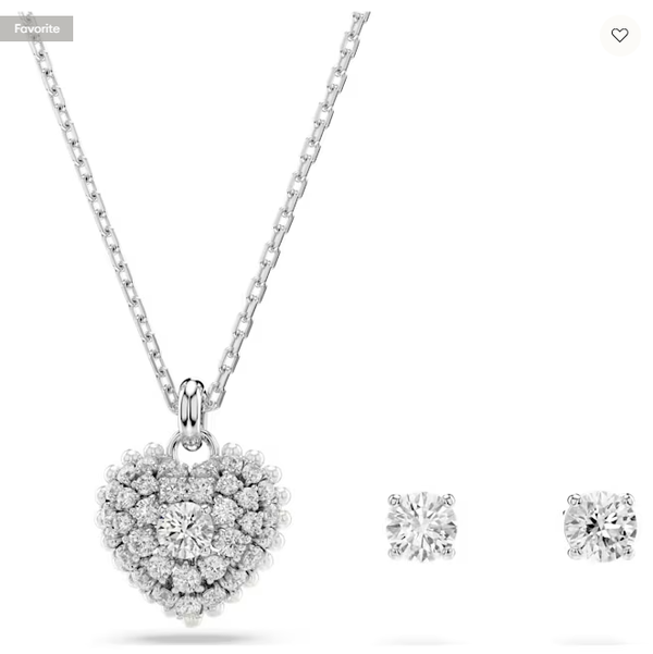 Swarovski Collections - Hyperbola Set Heart, White, Rhodium Plated
