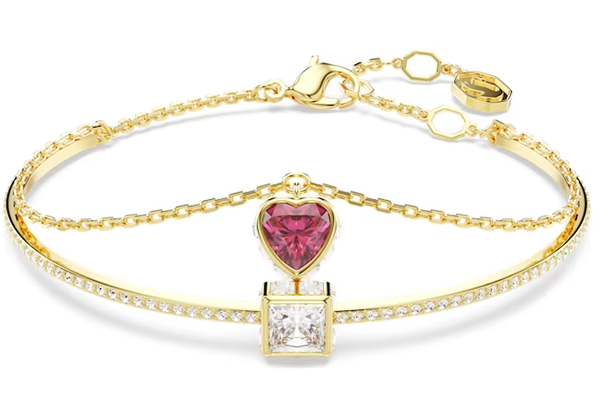 Swarovski Collection Chroma Bangle Heart, Red, Gold-Tone Plated