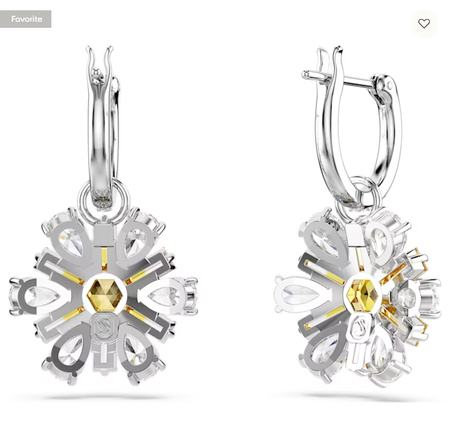 Swarovski Collections - Idyllia Drop Earrings Flower, Yellow, Rhodium Plated - Pair