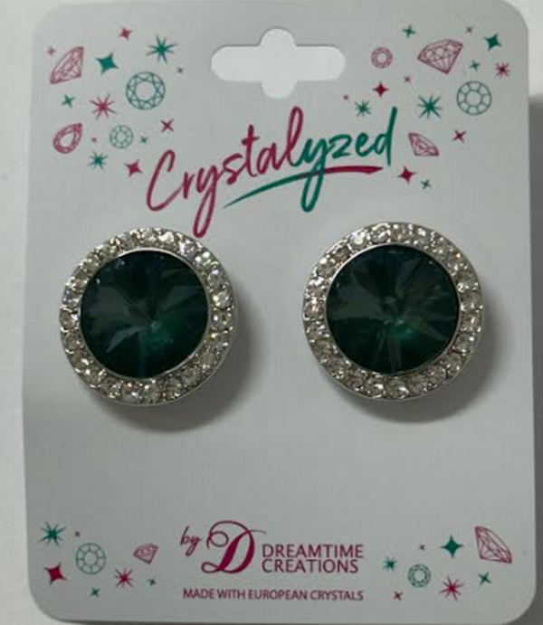 Crystalized With Dreamtime Crystal Stud Earrings For Dance Crystal Pine Green Ignite/Crystal 19Mm - Pair