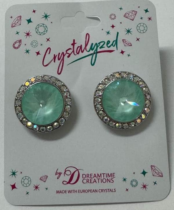 Crystalyzed With Dreamtime Crystal Stud Earrings For Dance Crystal Soft Mint Ignite/Crystal Ab 19Mm - Pair