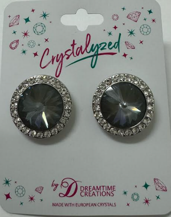Crystalized With Dreamtime Crystal Stud Earrings For Dance Crystal Dark Grey Ignite/Crystal 19Mm - Pair