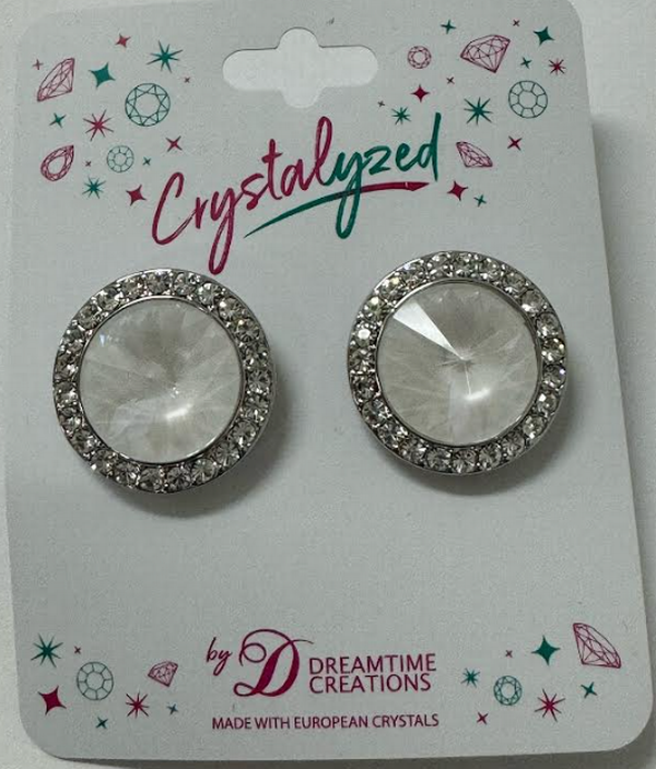 Crystalized With Dreamtime Crystal Stud Earrings For Dance Electric White Ignite/Crystal 17Mm - Pair