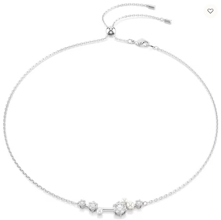 Swarovski Collections - Constella Necklace Crystal Pearl, Round Cuts, White, Rhodium Plated
