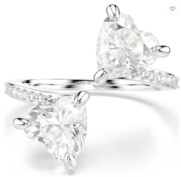 Swarovski Collections - Mesmera Attract Open Ring Heart Cut, Pavé, Heart, White, Silver-Tone Finish