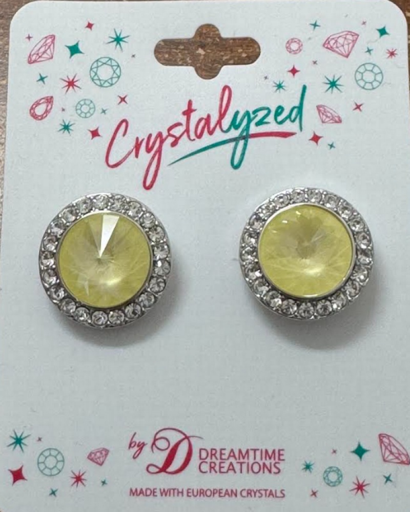 Crystalized With Dreamtime Crystal Stud Earrings For Dance Crystal Soft Yellow Ignite/Crystal 17Mm - Pair