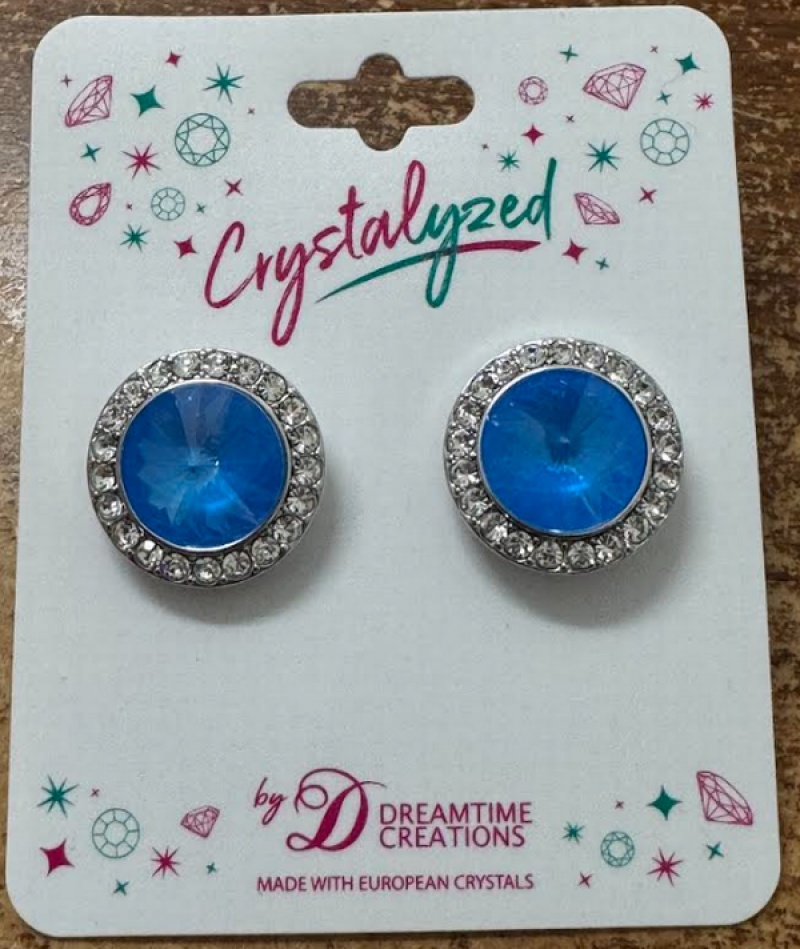 Crystalized With Dreamtime Crystal Stud Earrings For Dance Crystal Electric Blue Ignite/Crystal 19Mm - Pair