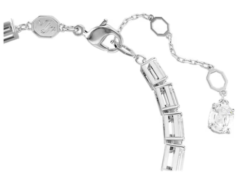 Swarovski Collections Matrix Tennis Bracelet Baguette Cut, White, Rhodium Plated