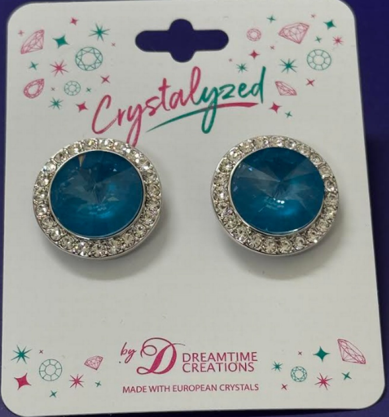 Crystalized With Dreamtime Crystal Stud Earrings For Dance Crystal Teal Ignite/Crystal 19Mm - Pair