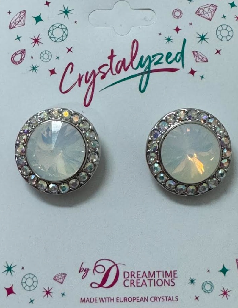 Crystalized With Dreamtime Crystal Stud Earrings For Dance White/Crystal Ab 17Mm - Pair