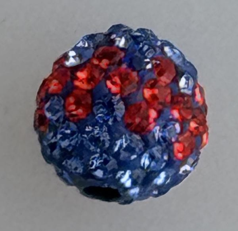 Round Pave Bead With 2.0Mm Hole, Alora Crystals Light Sapphire/Hyacinth 8 Mm
