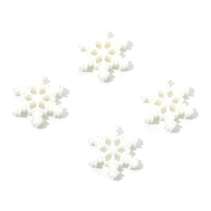 Resin Embellishments Christmas Snowflake Creamy-White 22Mm X 19Mm, 20 Pcs