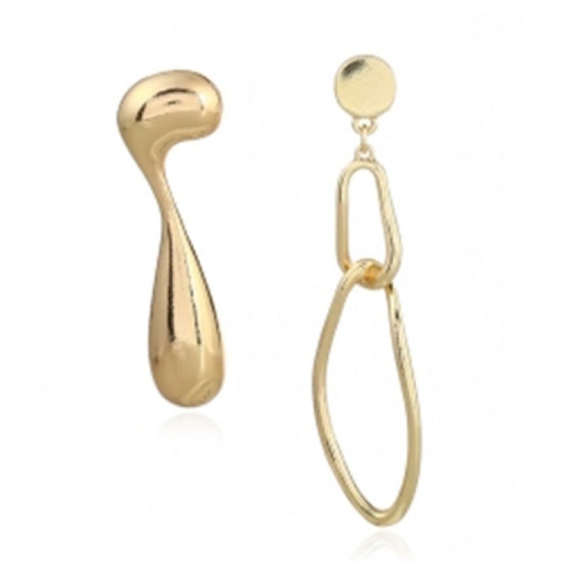 Earrings Gold Plated Irregular 8Cm X2cm(3 1/8" X 6/8") 6Cm(2 3/8") Long, 1 Pair