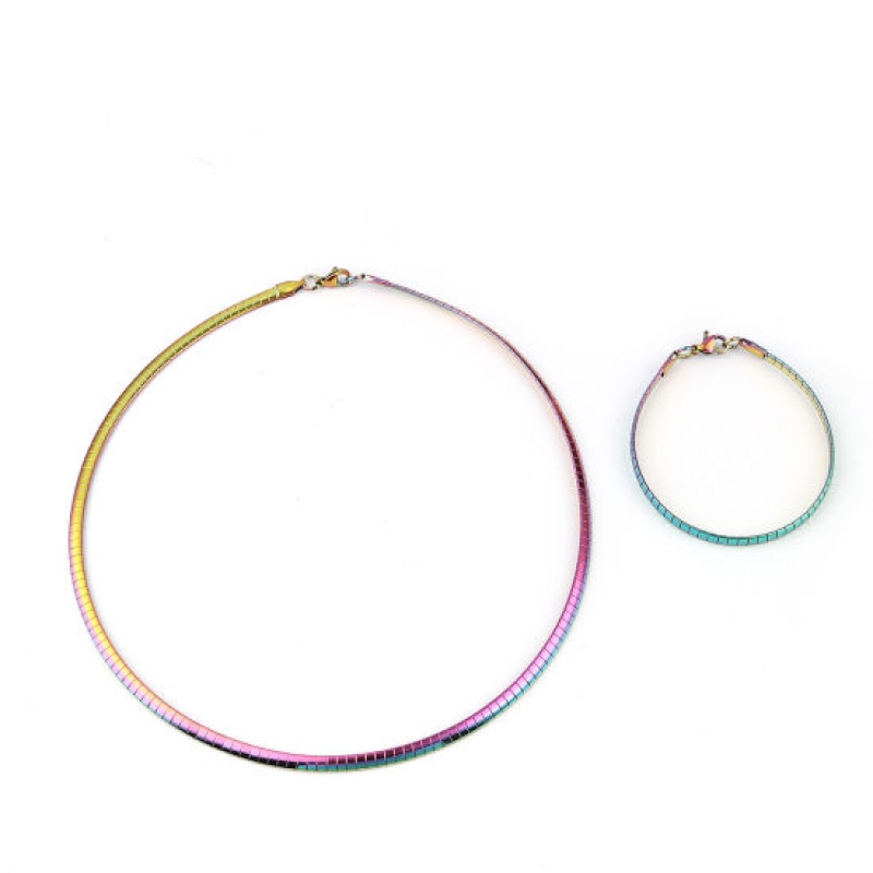 Stainless Steel Bracelets, Rainbow Color Plated Vacuum Plating, Women's Stylish Minimalist Gift Jewelry Supply, 19Cm(7.5") Long, Chain Size: 4Mm, 1 Piece