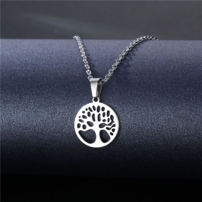 304 Stainless Steel Link Cable Chain Findings Necklace Silver Tone Round Tree 45Cm(17 6/8") Long, 1 Piece