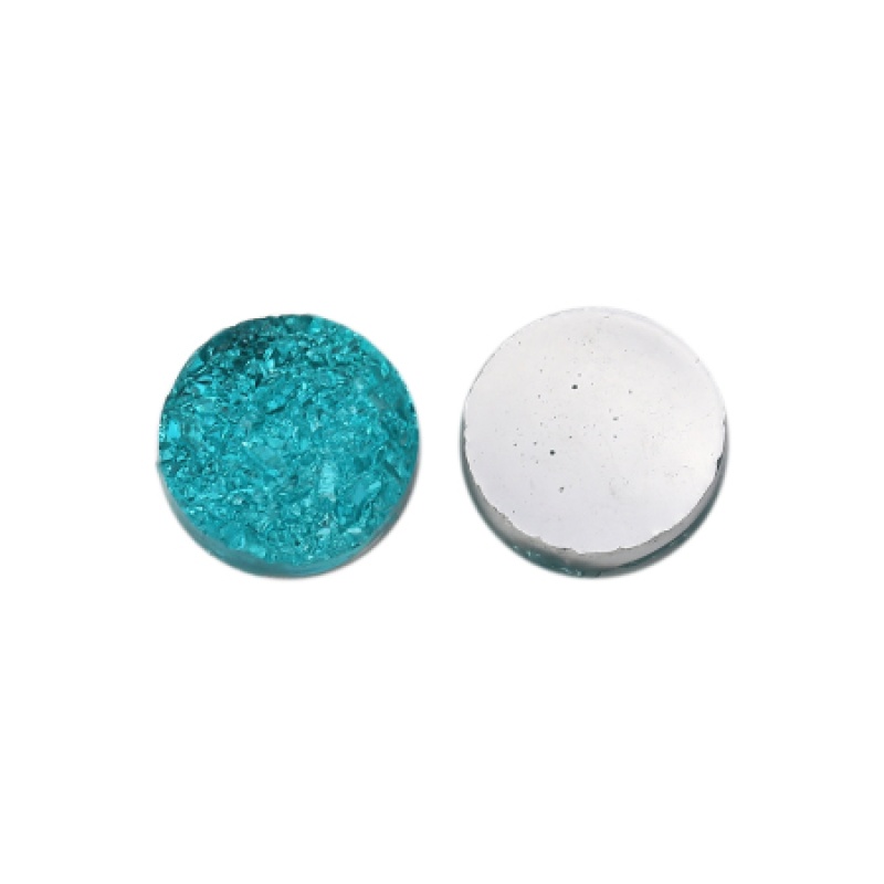 Resin Druzy/ Drusy Dome Seals Cabochon Round Lake Blue 12Mm( 4/8") Dia., 20 Pcs