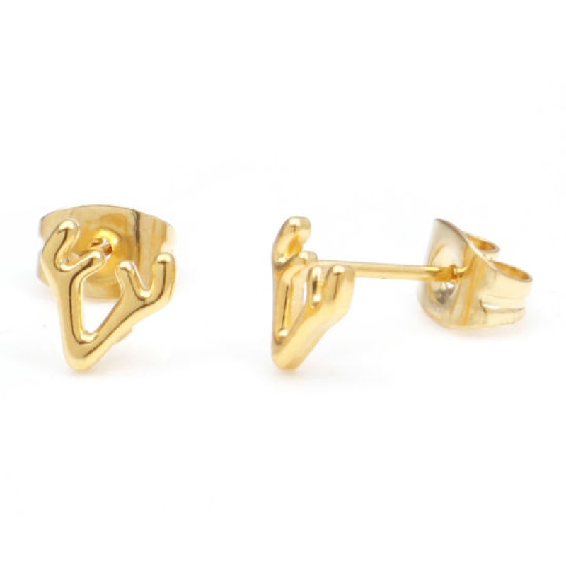 1 Pair Stylish Stylish Gold Plated 304 Stainless Steel Antler Ear Post Stud Earrings For Women Gift 6Mm X 6Mm, Post/ Wire Size: 0.7Mm(21 Gauge)