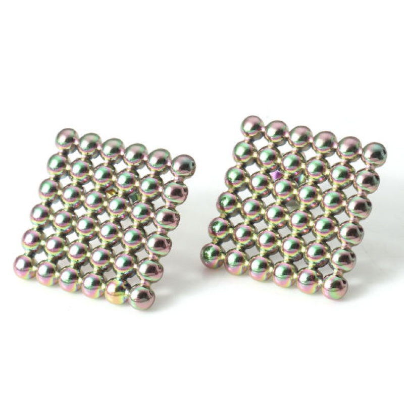 1 Pair Eco-Friendly Pvd Vacuum Plating 304 Stainless Steel Geometric Earrings Rainbow Color Plated Rhombus 24Mm X 24Mm, Post/ Wire Size: (21 Gauge)