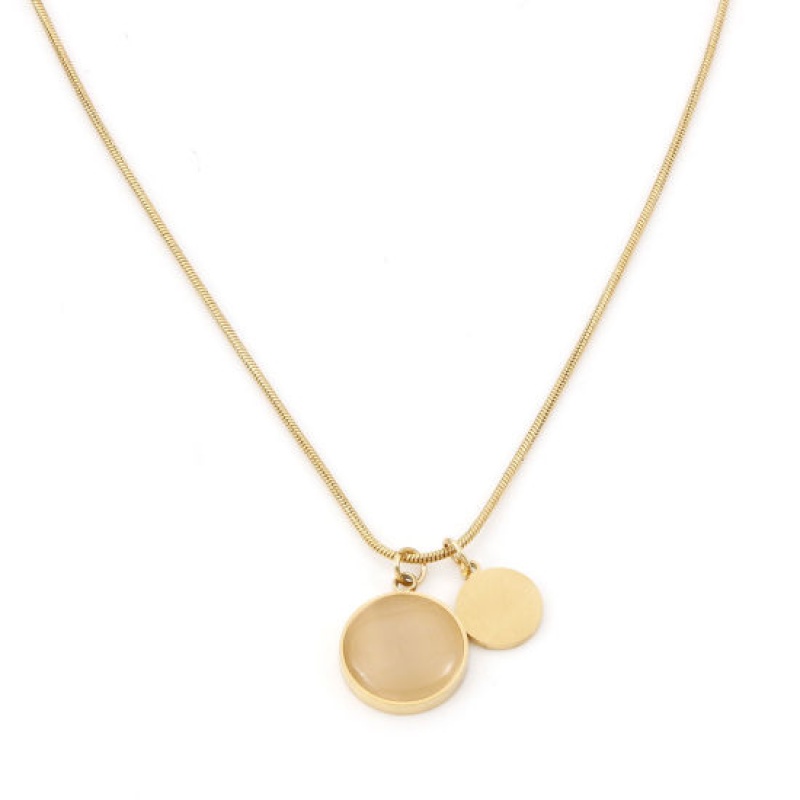 1 Piece Eco-Friendly Pvd Vacuum Plating Minimalist Stylish 18K Gold Plated 304 Stainless Steel Snake Chain Round Cat's Eye Imitation Necklace For Women Gift 40Cm(15.7") Long
