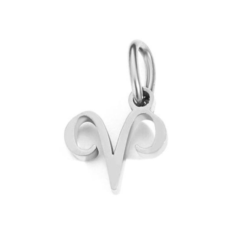 2 Pcs Eco-Friendly 304 Stainless Steel Charms Silver Tone Aries Sign Of Zodiac Constellations With Jump Ring 6Mm-9Mm