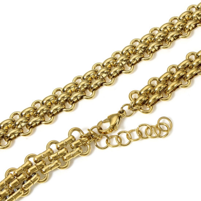 Wholesale Necklace, 18K Gold Plated 304 Stainless Steel, Unisex Eco-Friendly Vacuum Plating Minimalist Gift Jewelry For Retailer, 40Cm(15.7") Long, Chain Size: 13Mm, 1 Piece