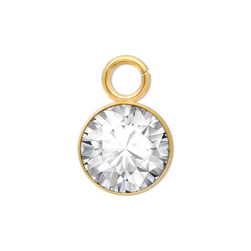 5 Pcs 304 Stainless Steel Birthstone Charms Gold Plated Round January Wine Red Rhinestone 9Mm X 6Mm