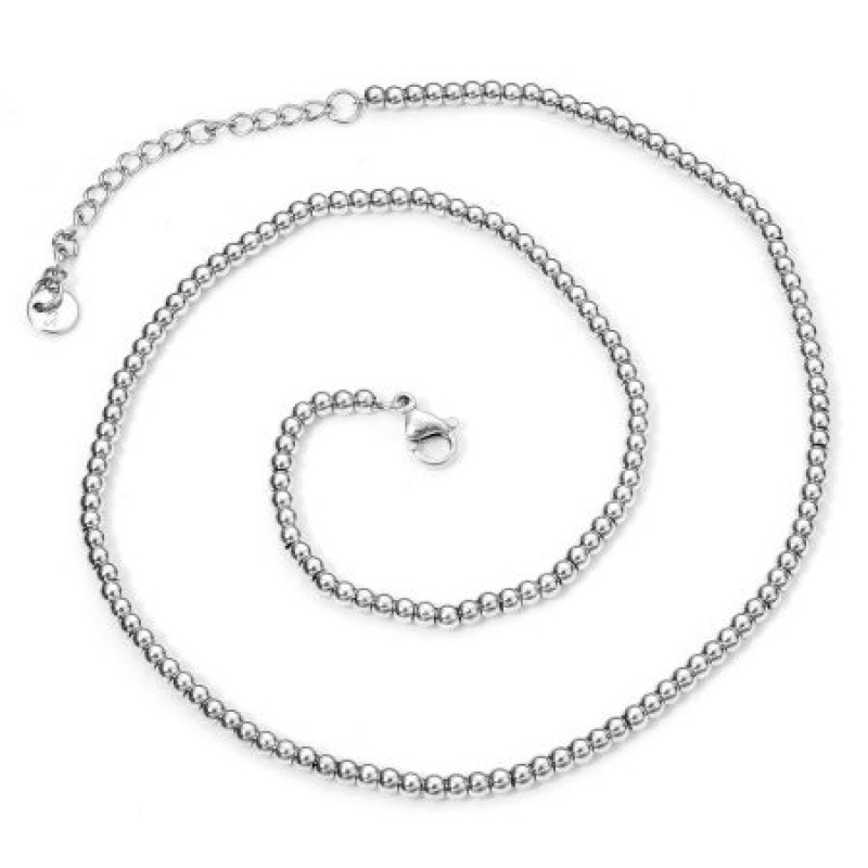 Wholesale Beaded Necklace, Silver Tone 304 Stainless Steel, Unisex Stylish Minimalist Gift Jewelry For Retailer, 40Cm(15.7") Long, Chain Size: 3Mm, 1 Piece